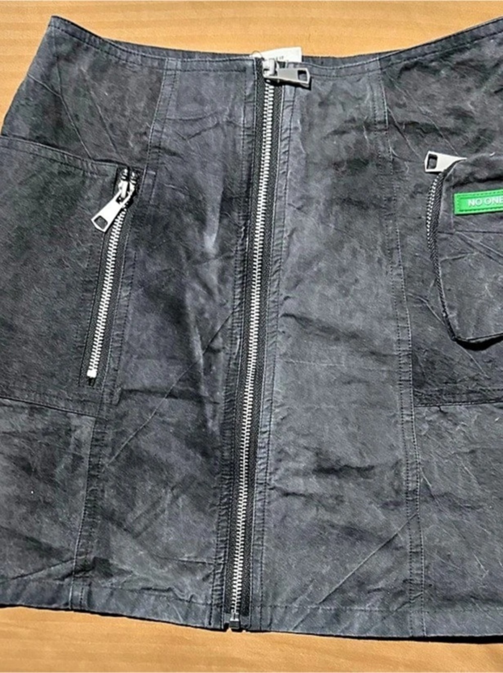 No One Else Y2K Black Utility Mini Skirt Size M Zip Pockets